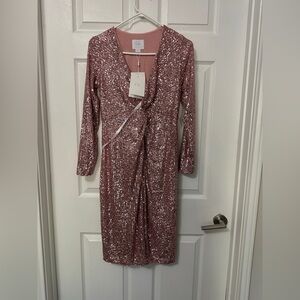 Seraphine Rose Sequin Long Sleeve Dress